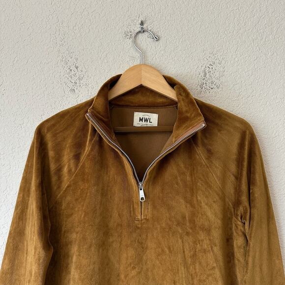 MADEWELL MWL Velour Half Zip Sweatshirt Brown Pullover Relaxed Fit - Picture 4 of 8
